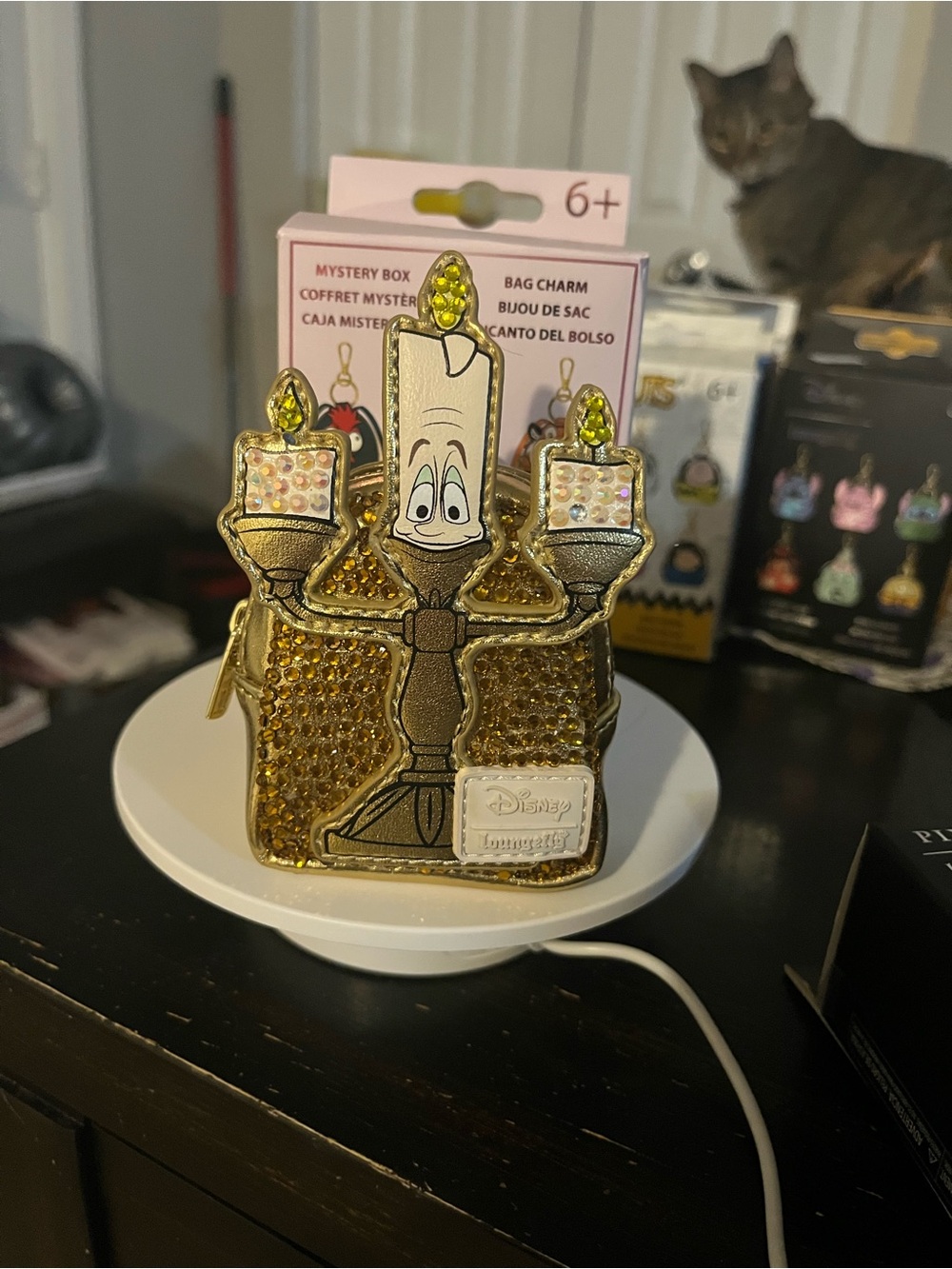 Loungefly Gold Lumière Candleholder Bag Charm